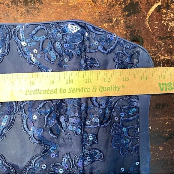 Vintage 80s 90s Gunne Sax Drop Basque Waist Satin Dress Bubble Bow Strapless - Picture 5 of 10